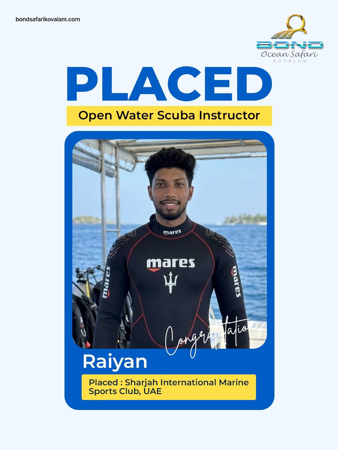 Raiyan, Open Water Scuba Instructor